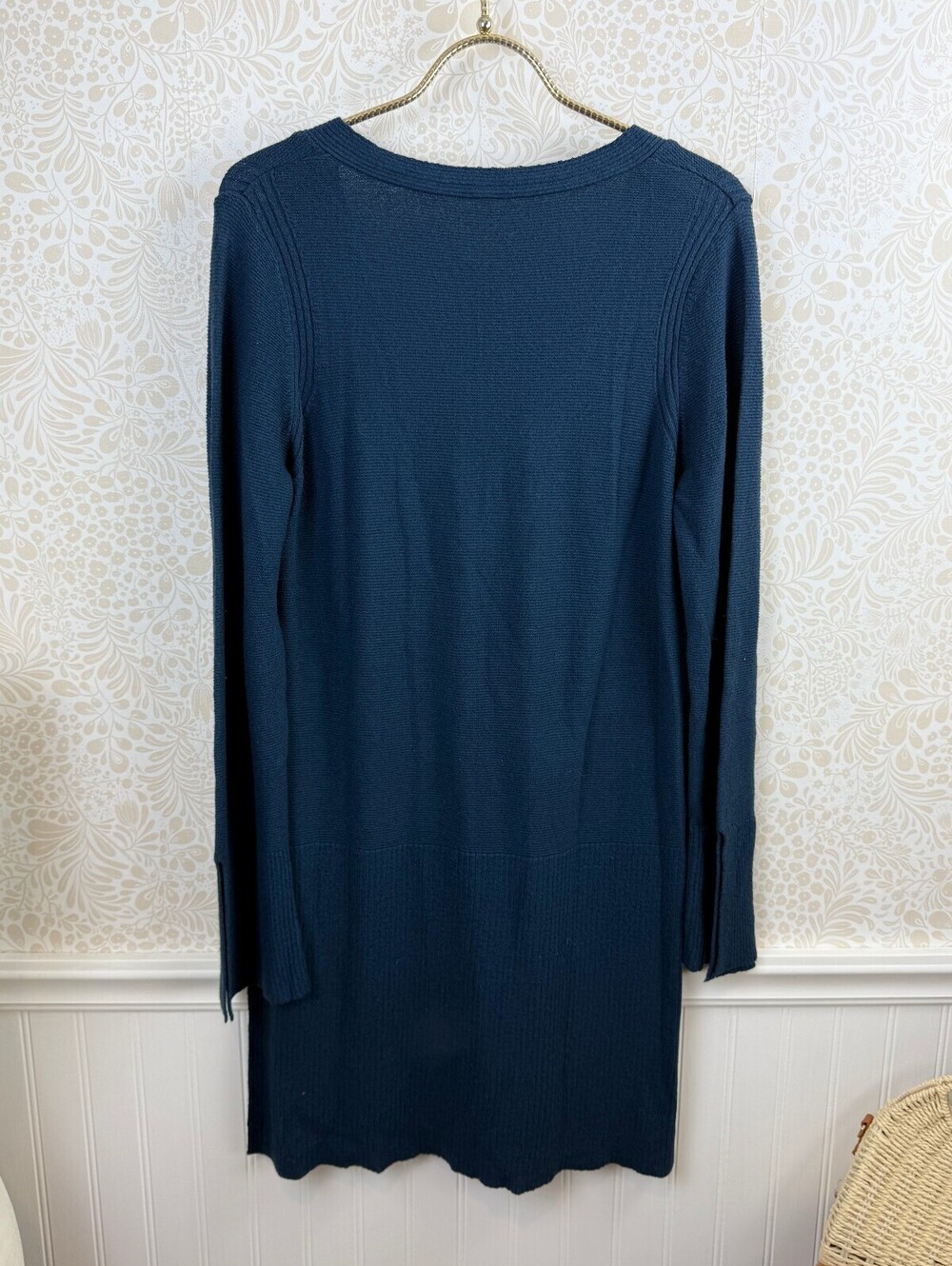 Free People Dark Navy Crisscross V-Neck Tunic Sweater - Size - Medium - Picture 3 of 7